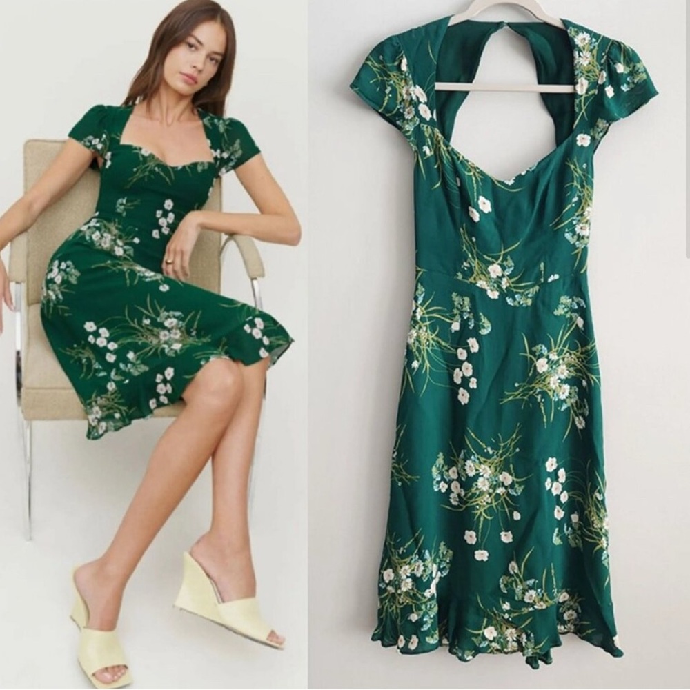Reformation Green Rosi Midi Dress, size 8